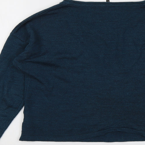 The Roadster Womens Blue V-Neck Acrylic Pullover Jumper Size S