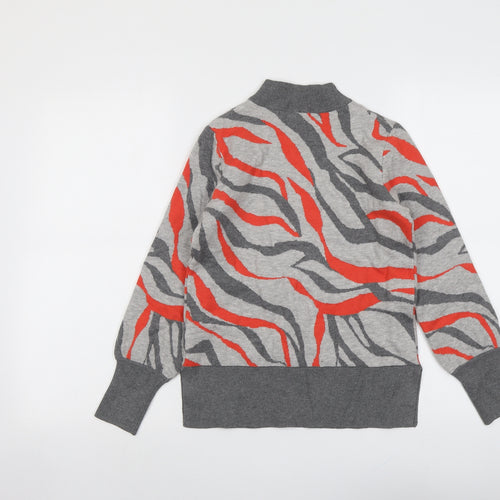 Marks and Spencer Womens Grey High Neck Geometric Viscose Pullover Jumper Size S