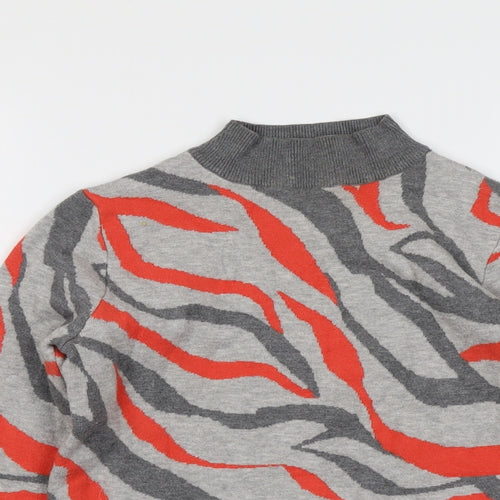 Marks and Spencer Womens Grey High Neck Geometric Viscose Pullover Jumper Size S
