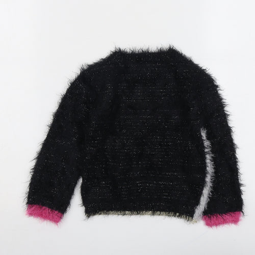 Marks and Spencer Girls Black Round Neck Polyamide Pullover Jumper Size 2-3 Years Pullover - Penguin