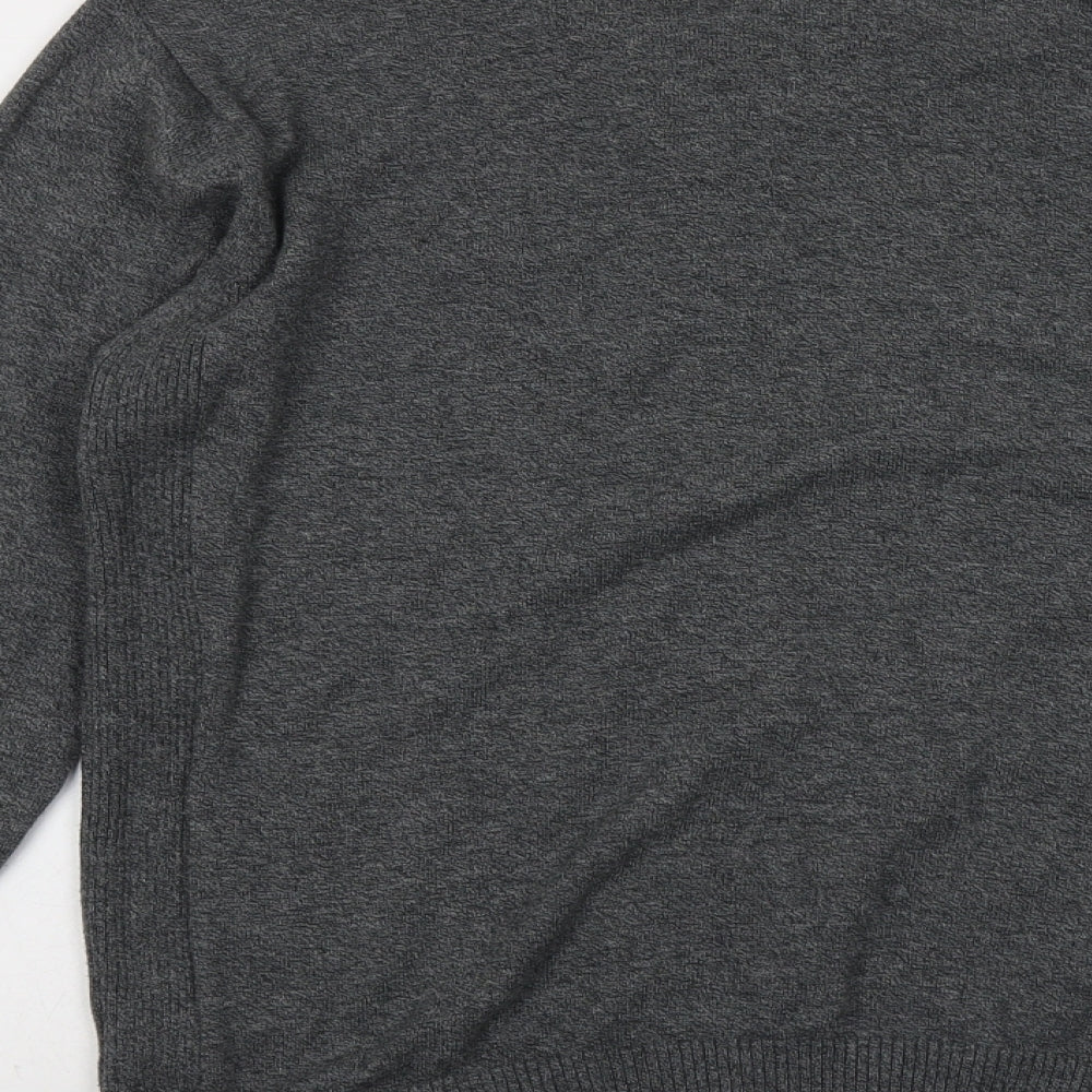 NEXT Mens Grey V-Neck Cotton Pullover Jumper Size L Long Sleeve