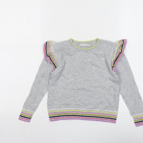 Mint Velvet Girls Grey Round Neck Cotton Pullover Jumper Size 5 Years Pullover