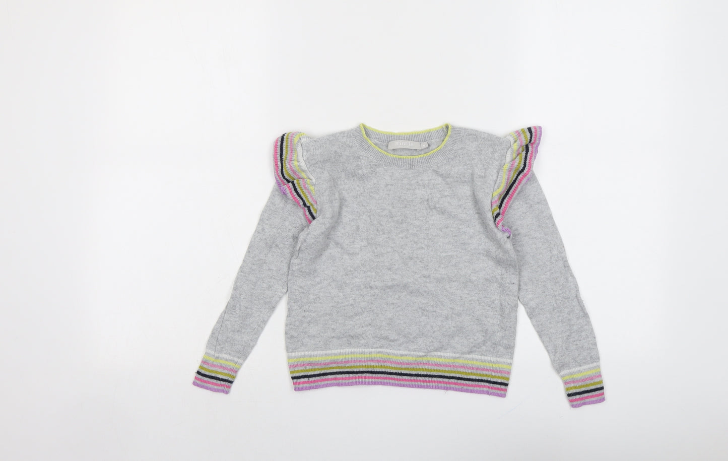 Mint Velvet Girls Grey Round Neck Cotton Pullover Jumper Size 5 Years Pullover