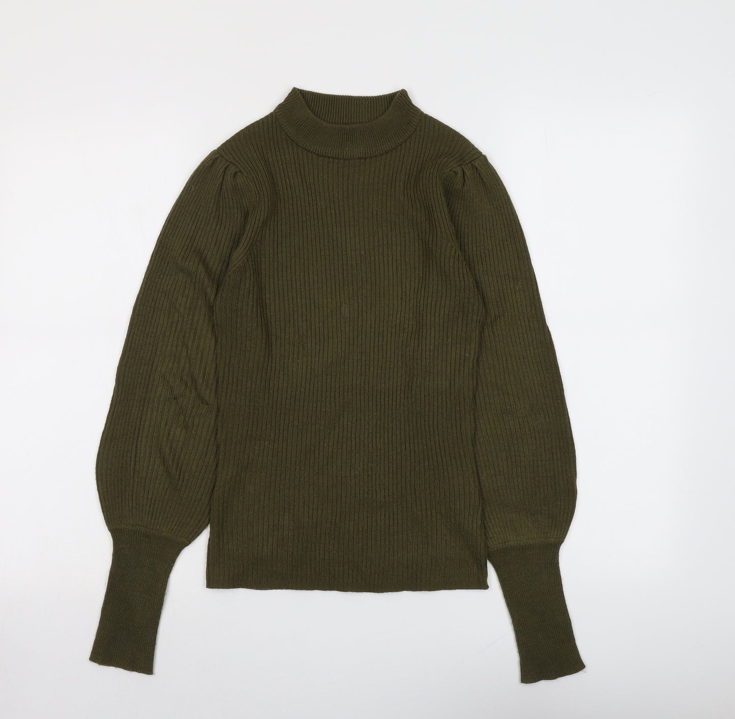 Brave Soul Womens Green Mock Neck Acrylic Pullover Jumper Size S