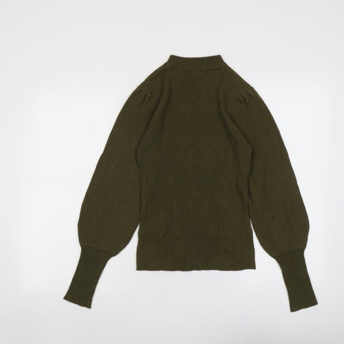 Brave Soul Womens Green Mock Neck Acrylic Pullover Jumper Size S