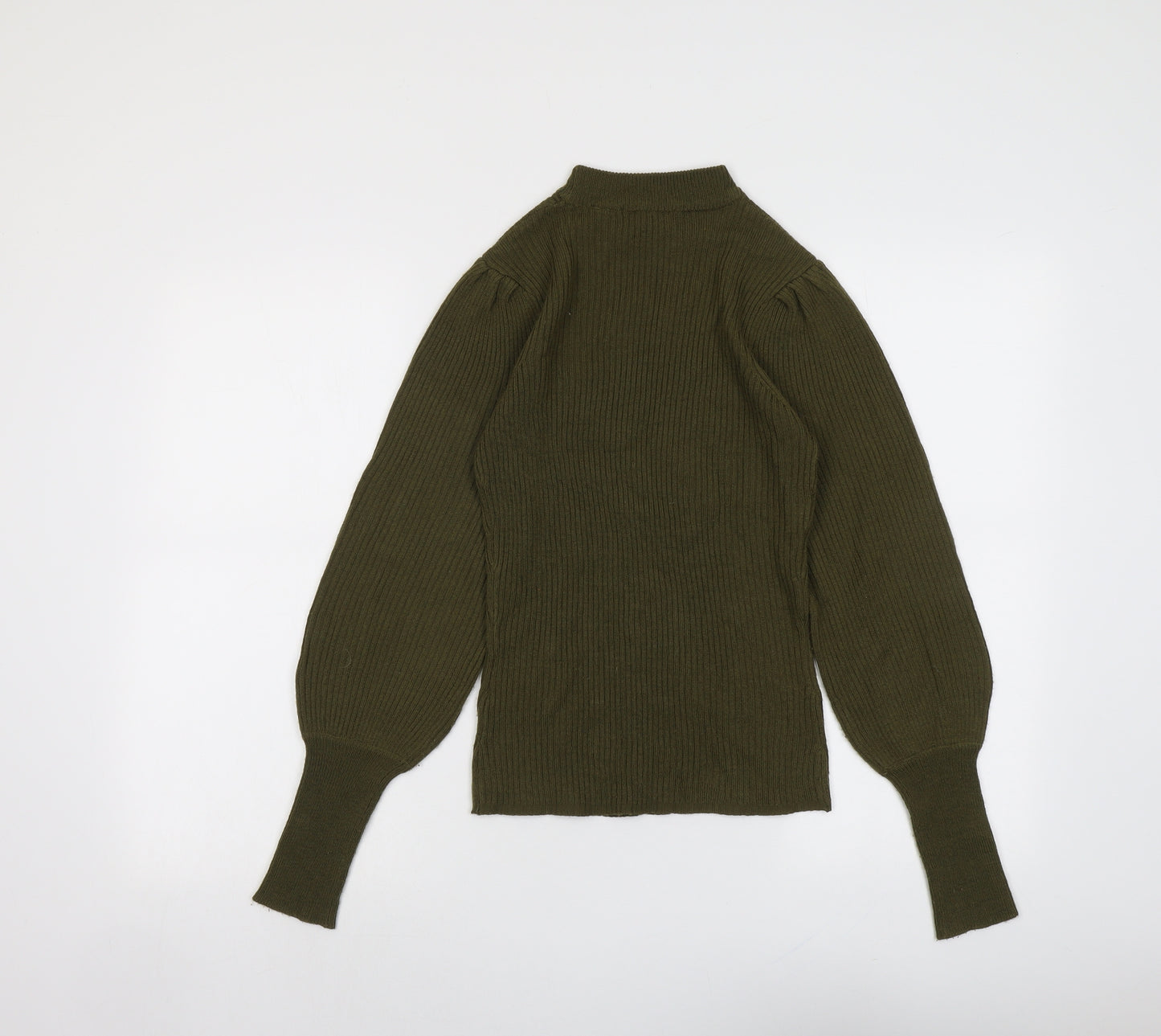 Brave Soul Womens Green Mock Neck Acrylic Pullover Jumper Size S
