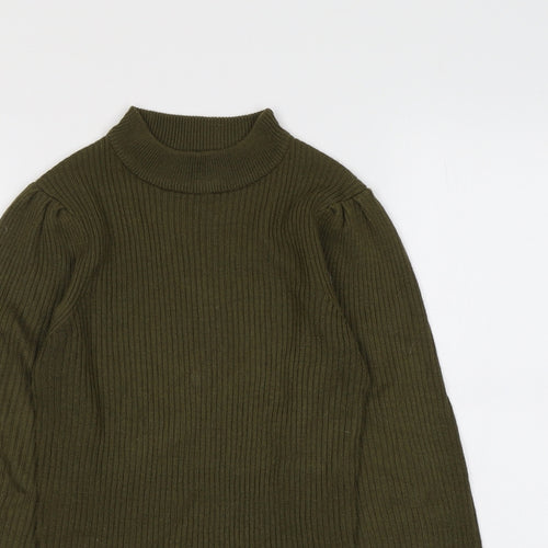 Brave Soul Womens Green Mock Neck Acrylic Pullover Jumper Size S