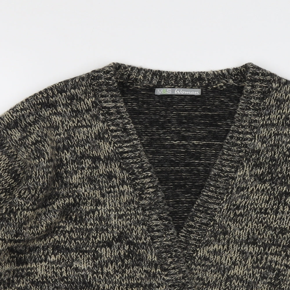 Marks and Spencer Womens Brown V-Neck Acrylic Cardigan Jumper Size 18