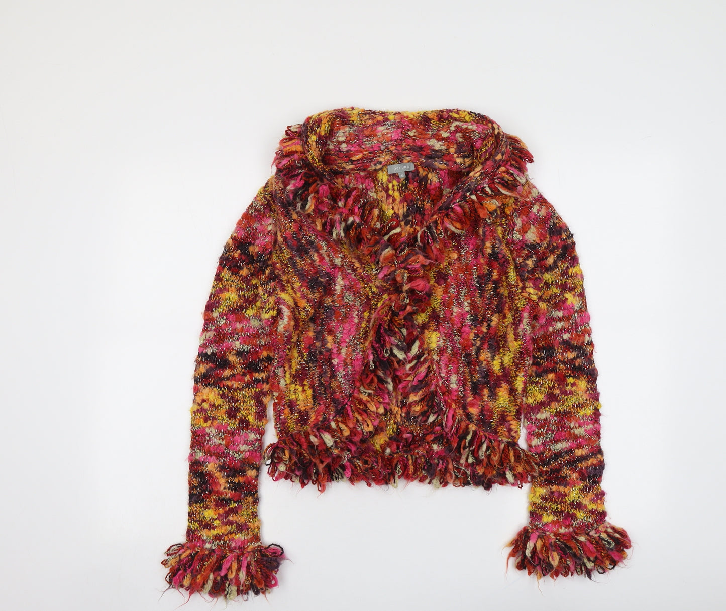 Per Una Womens Multicoloured V-Neck Acrylic Cardigan Jumper Size M