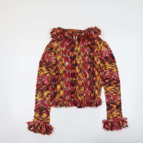Per Una Womens Multicoloured V-Neck Acrylic Cardigan Jumper Size M
