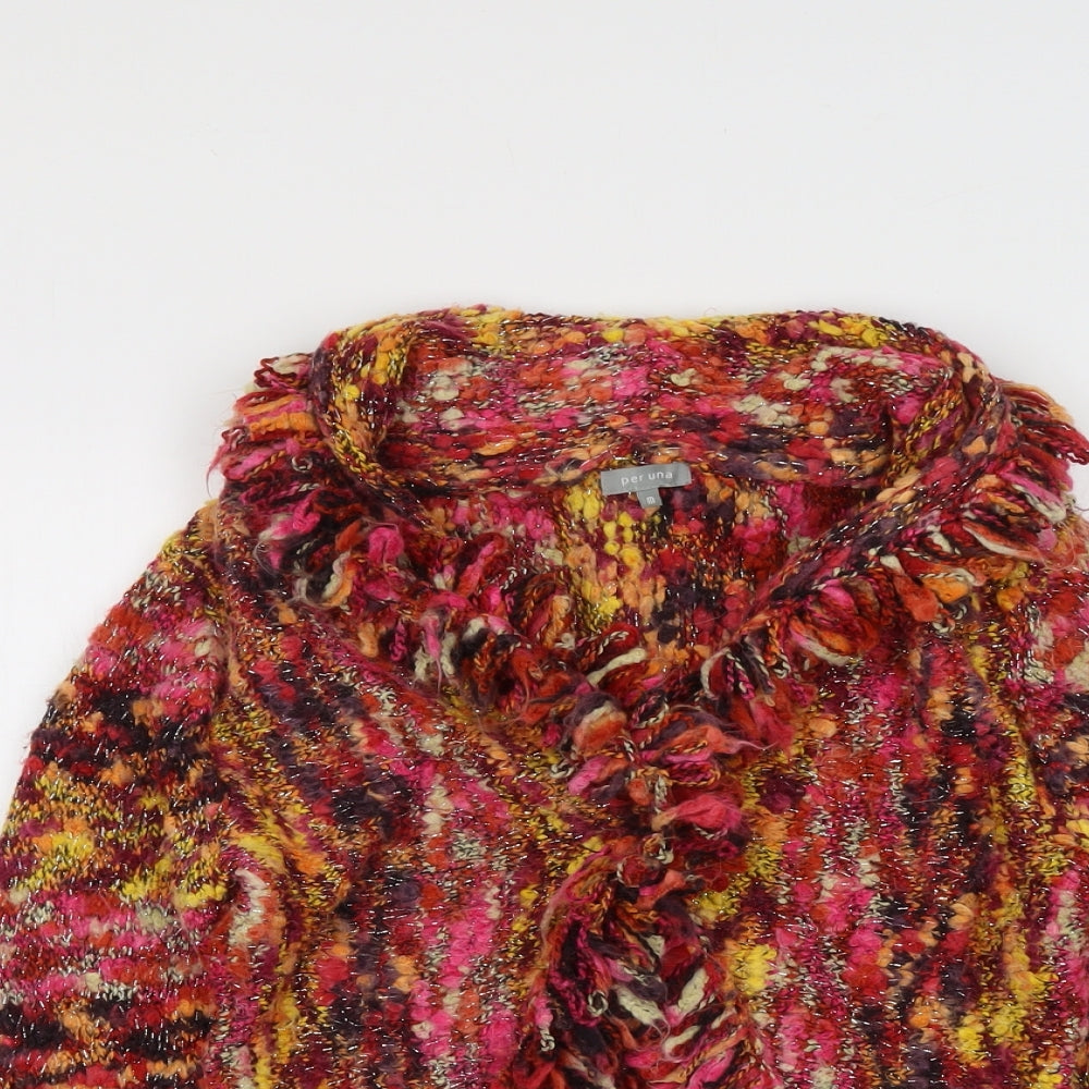 Per Una Womens Multicoloured V-Neck Acrylic Cardigan Jumper Size M
