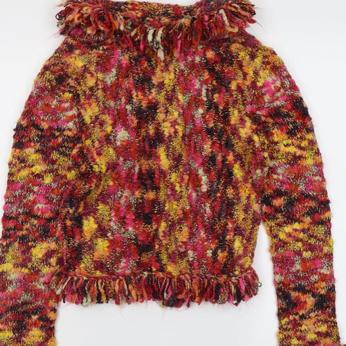 Per Una Womens Multicoloured V-Neck Acrylic Cardigan Jumper Size M