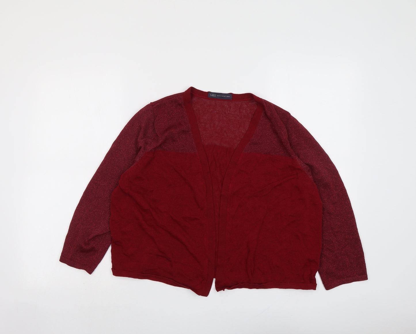 Marks and Spencer Womens Red V-Neck Viscose Cardigan Jumper Size 20
