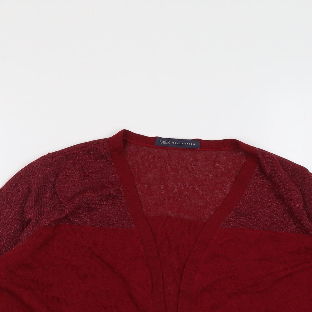 Marks and Spencer Womens Red V-Neck Viscose Cardigan Jumper Size 20