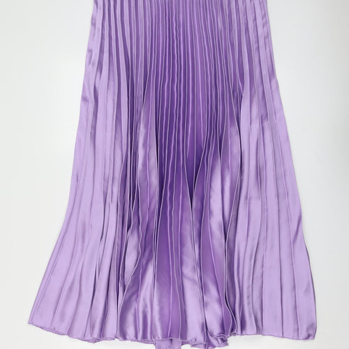 ASOS Womens Purple Polyester Pleated Skirt Size 14 Zip