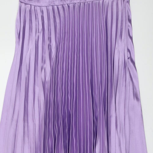 ASOS Womens Purple Polyester Pleated Skirt Size 14 Zip