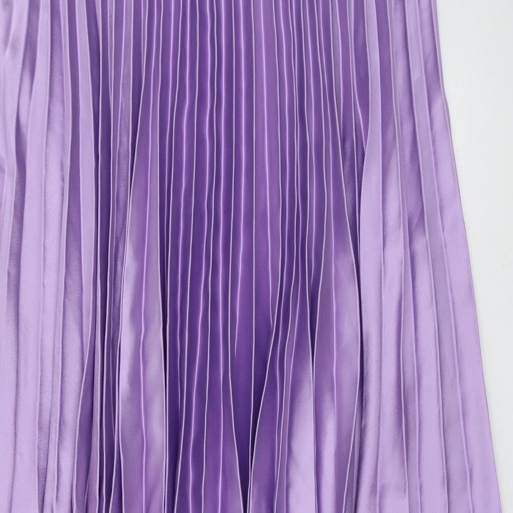 ASOS Womens Purple Polyester Pleated Skirt Size 14 Zip
