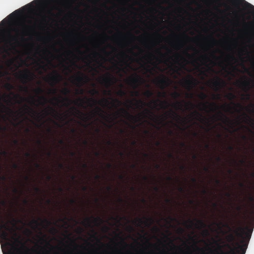 Blue Harbour Mens Purple Round Neck Geometric Wool Pullover Jumper Size S Long Sleeve