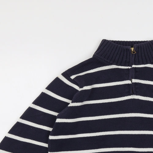 Polo Ralph Lauren Womens Blue High Neck Striped Cotton Pullover Jumper Size XL
