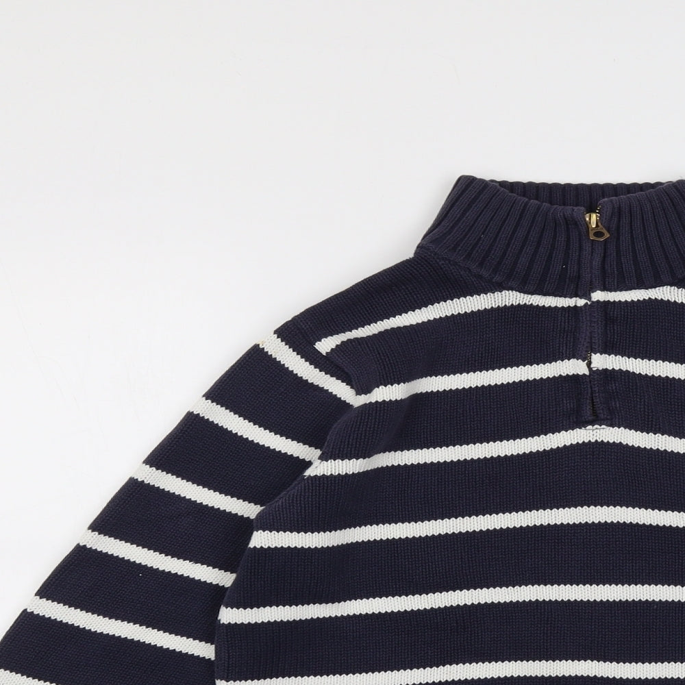 Polo Ralph Lauren Womens Blue High Neck Striped Cotton Pullover Jumper Size XL