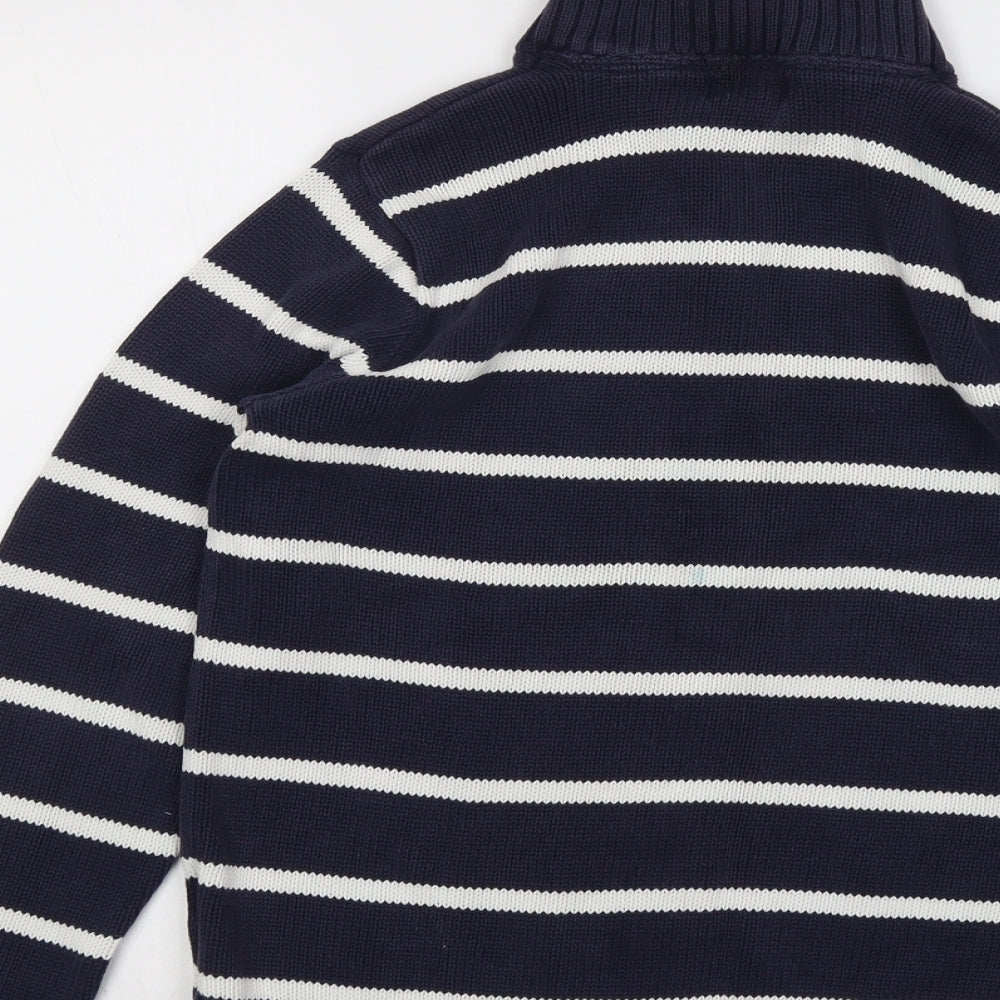 Polo Ralph Lauren Womens Blue High Neck Striped Cotton Pullover Jumper Size XL