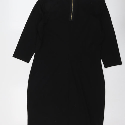Oodji Womens Black Polyester A-Line Size 2XL Round Neck Zip