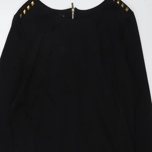 Oodji Womens Black Polyester A-Line Size 2XL Round Neck Zip