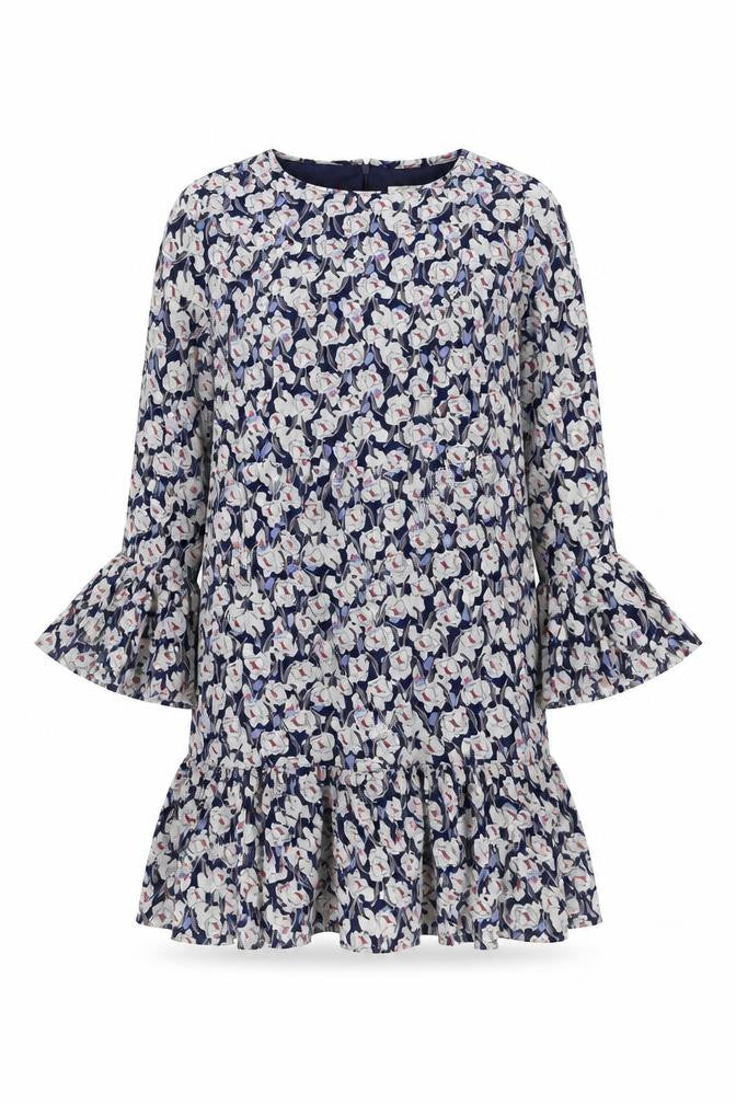 Joanie Womens Blue Geometric Polyester Skater Dress Size 8 Round Neck Zip