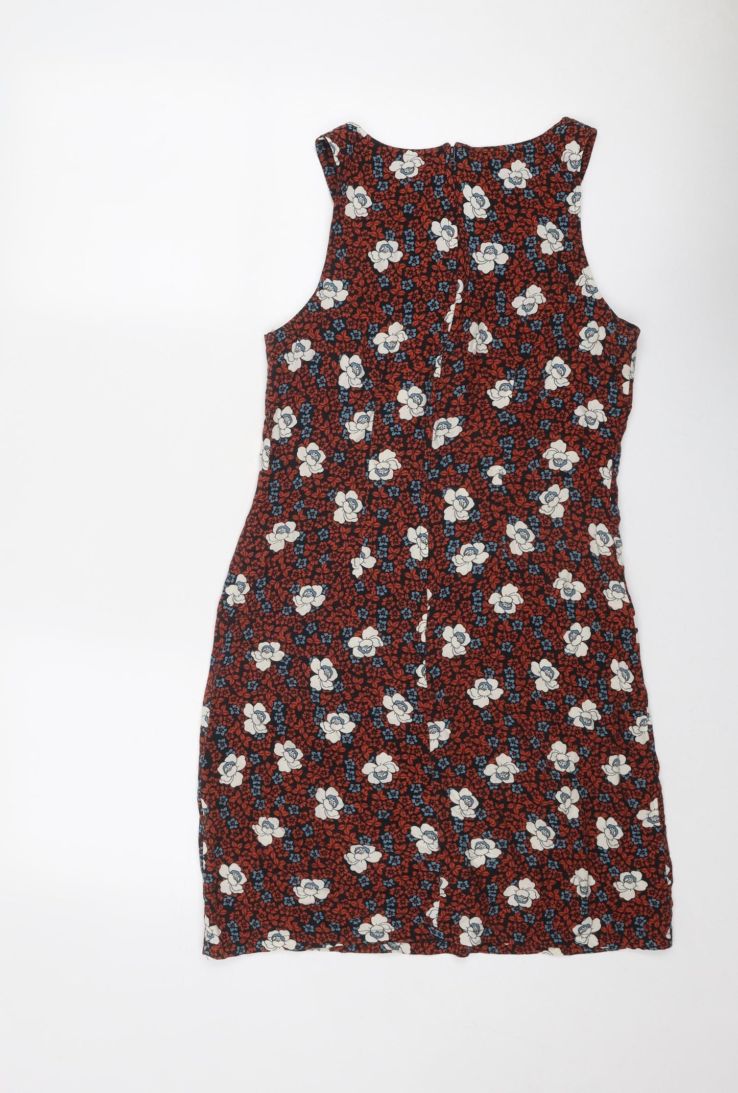 Dorothy Perkins Womens Multicoloured Floral Viscose Pinafore/Dungaree Dress Size 8 Square Neck Zip