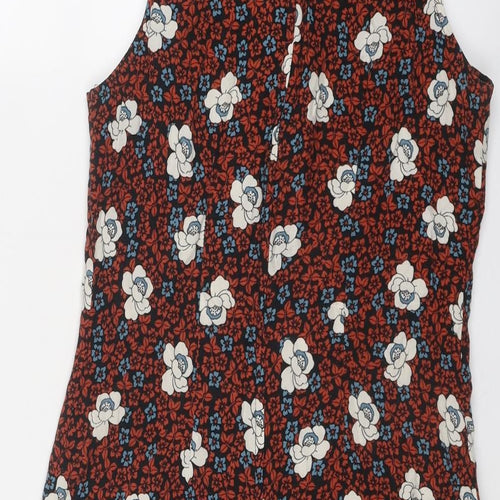 Dorothy Perkins Womens Multicoloured Floral Viscose Pinafore/Dungaree Dress Size 8 Square Neck Zip