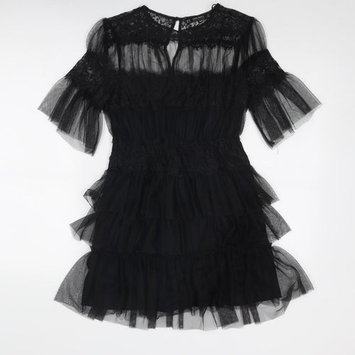 Zara Womens Black Polyamide Shift Size XS Round Neck Buckle