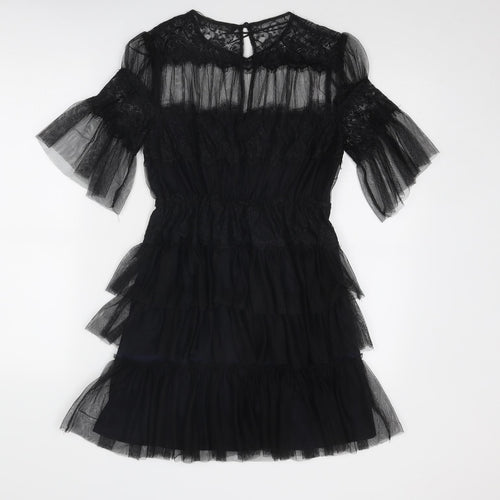Zara Womens Black Polyamide Shift Size XS Round Neck Buckle