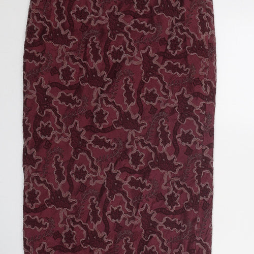 Anthology Womens Red Geometric Polyester A-Line Skirt Size 10 Zip