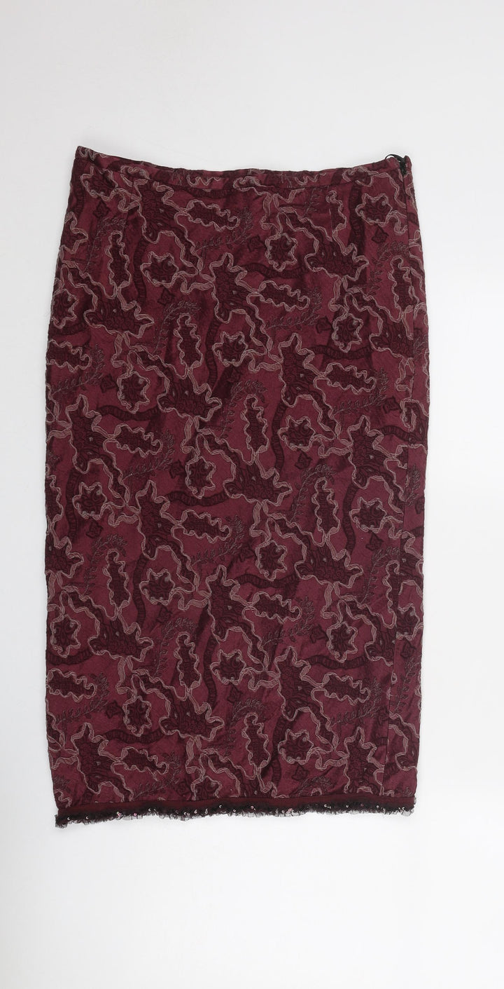 Anthology Womens Red Geometric Polyester A-Line Skirt Size 10 Zip