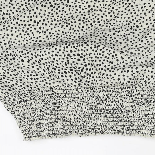 Dorothy Perkins Womens Ivory Animal Print Polyester Cropped Blouse Size 8 V-Neck - Spotted