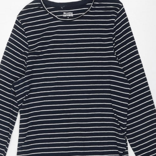 Blooming Marvellous Womens Blue Striped Cotton Jumper Dress Size 16 Round Neck Pullover