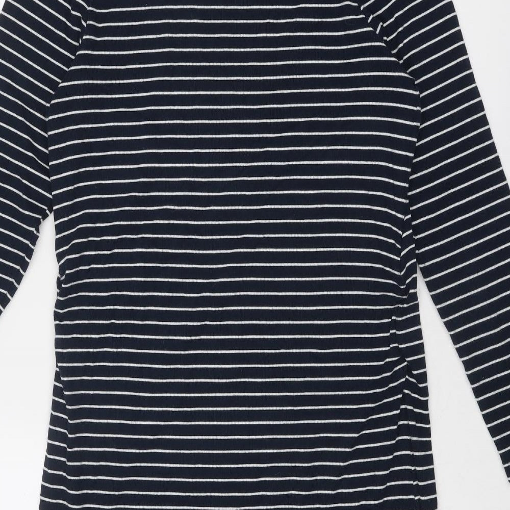 Blooming Marvellous Womens Blue Striped Cotton Jumper Dress Size 16 Round Neck Pullover