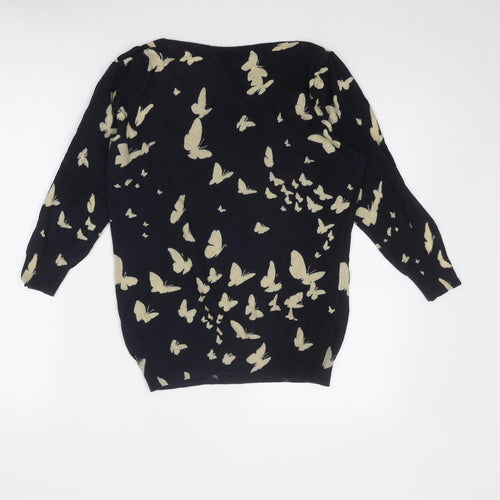 NEXT Womens Blue Boat Neck Geometric Acrylic Pullover Jumper Size 10 - Butterfly