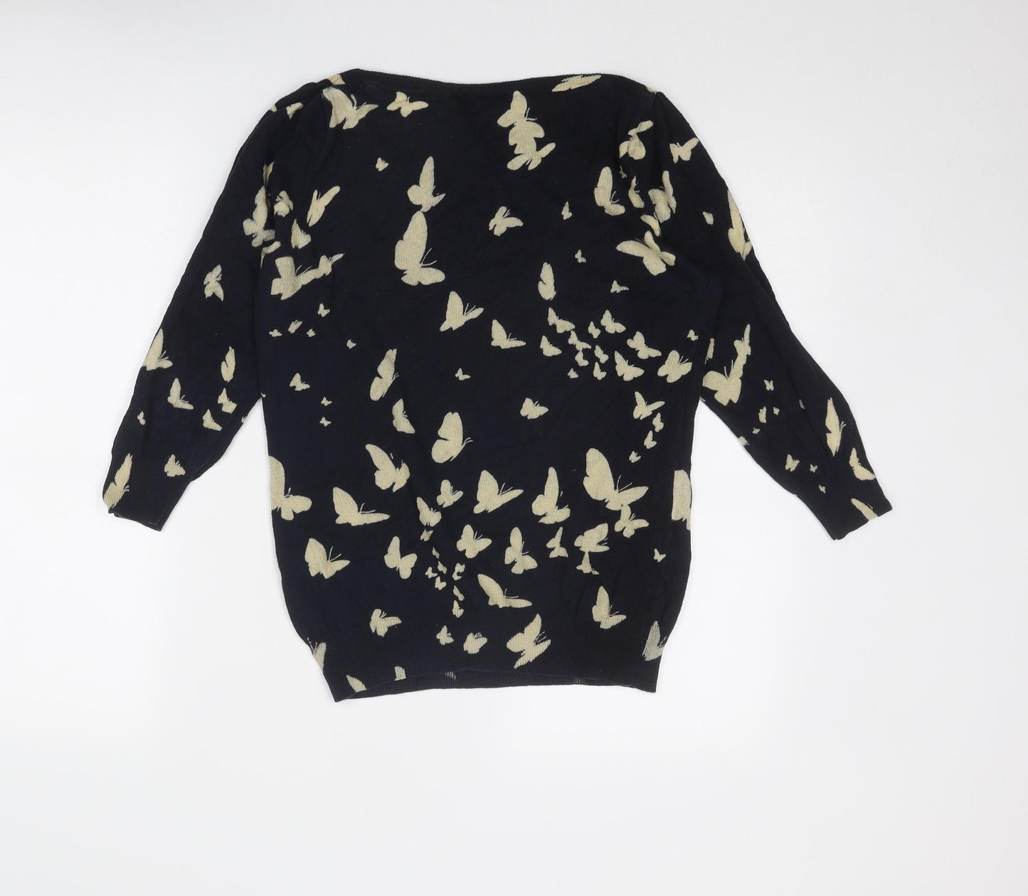 NEXT Womens Blue Boat Neck Geometric Acrylic Pullover Jumper Size 10 - Butterfly