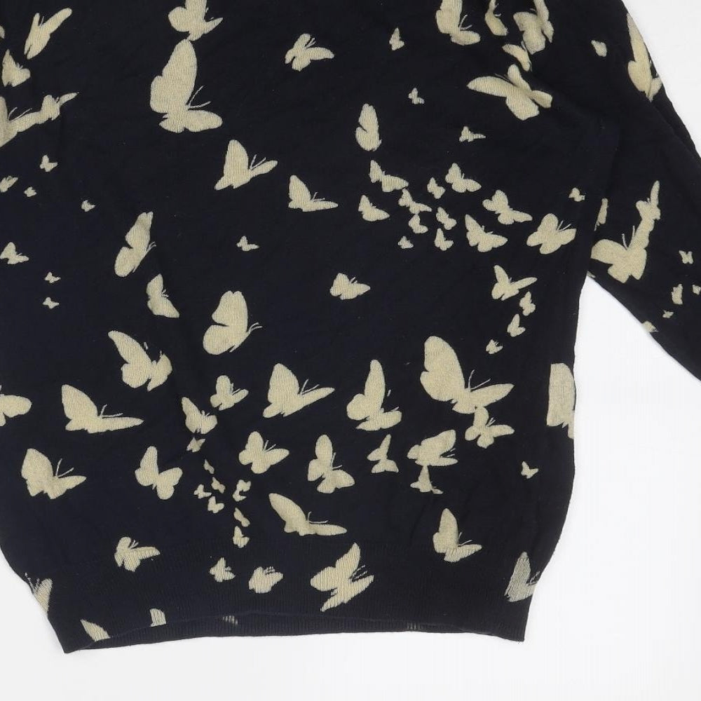 NEXT Womens Blue Boat Neck Geometric Acrylic Pullover Jumper Size 10 - Butterfly
