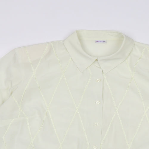 Damart Womens Ivory Polyester Basic Button-Up Size 20 Collared