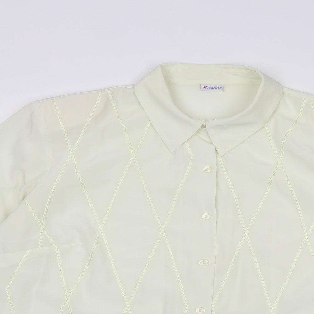 Damart Womens Ivory Polyester Basic Button-Up Size 20 Collared