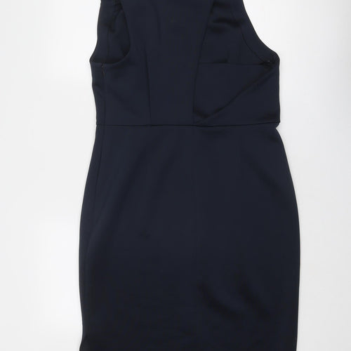 Label Lab Womens Blue Polyester A-Line Size 16 V-Neck Zip