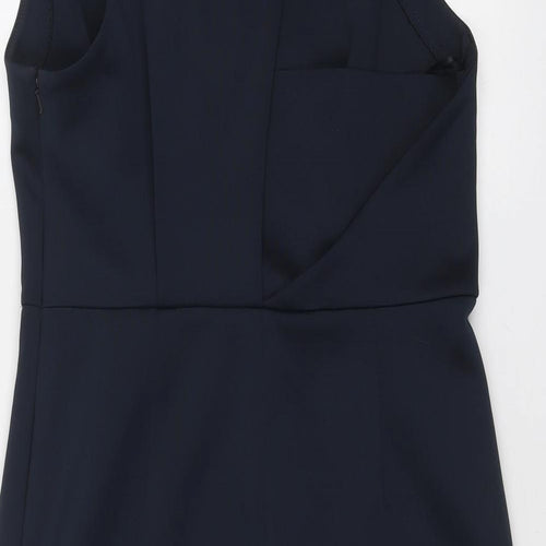 Label Lab Womens Blue Polyester A-Line Size 16 V-Neck Zip