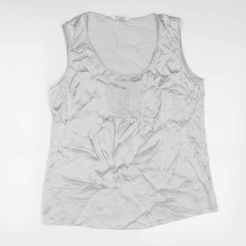 Autograph Womens Silver Polyester Basic Tank Size 14 Round Neck