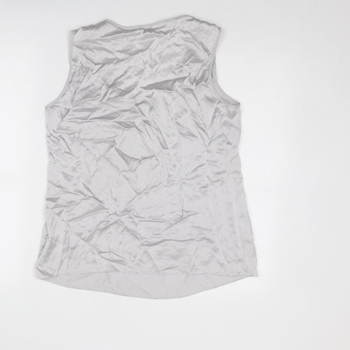 Autograph Womens Silver Polyester Basic Tank Size 14 Round Neck