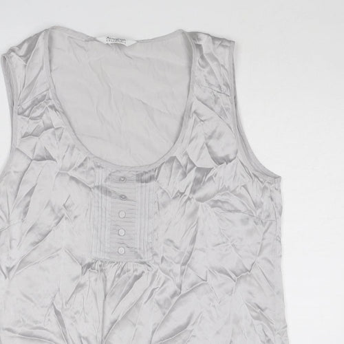 Autograph Womens Silver Polyester Basic Tank Size 14 Round Neck