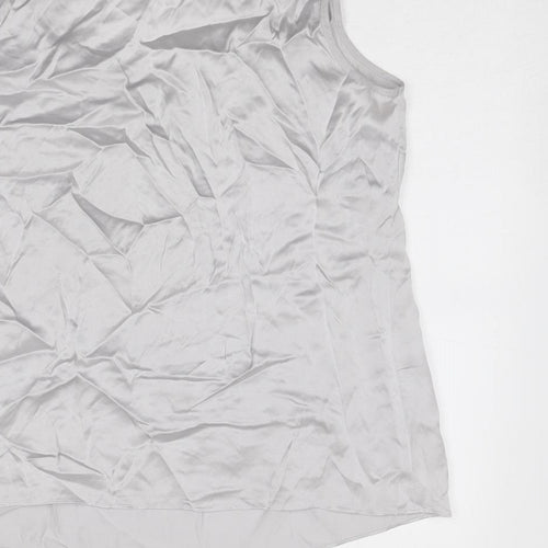Autograph Womens Silver Polyester Basic Tank Size 14 Round Neck
