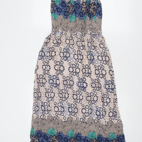 JCL Womens Multicoloured Geometric Viscose Maxi Size M Round Neck Tie