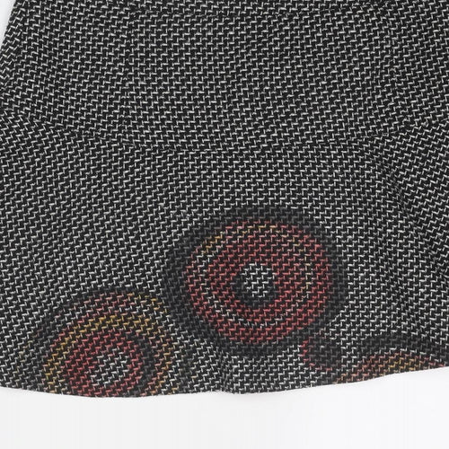 Desigual Womens Black Geometric Polyester Swing Skirt Size 12 Zip